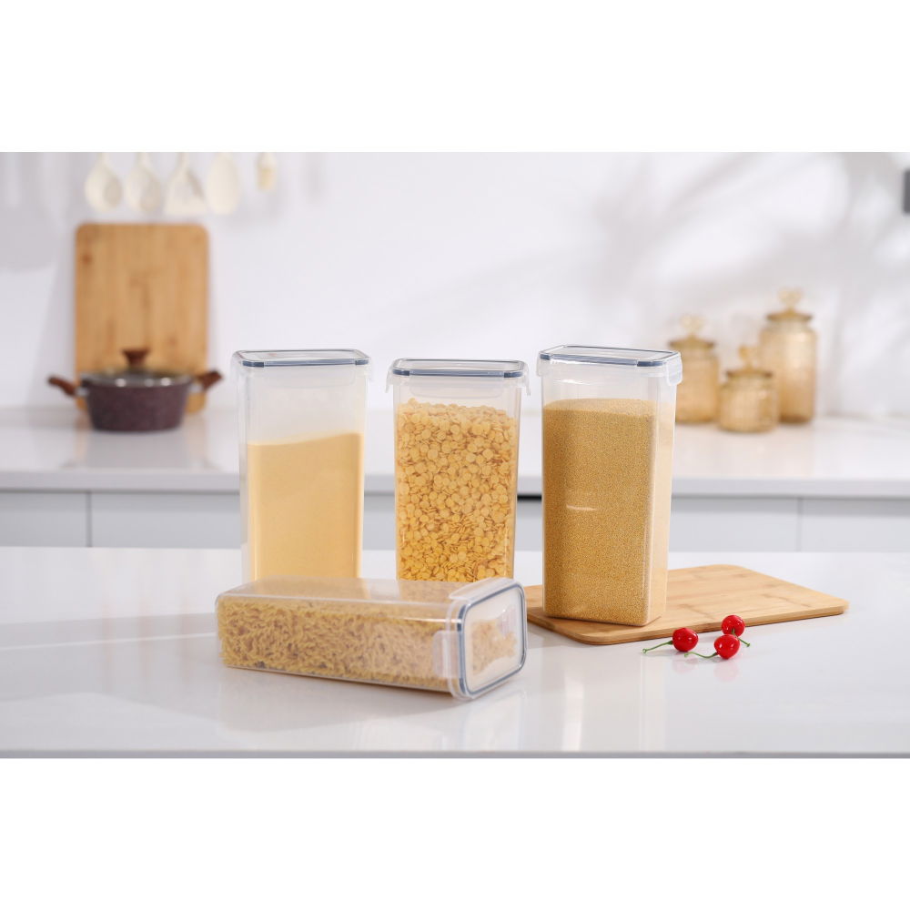 Set 4 recipiente din plastic, pentru alimente/obiecte, inchidere ermetica, 4 x 2.8l, transparent [3]