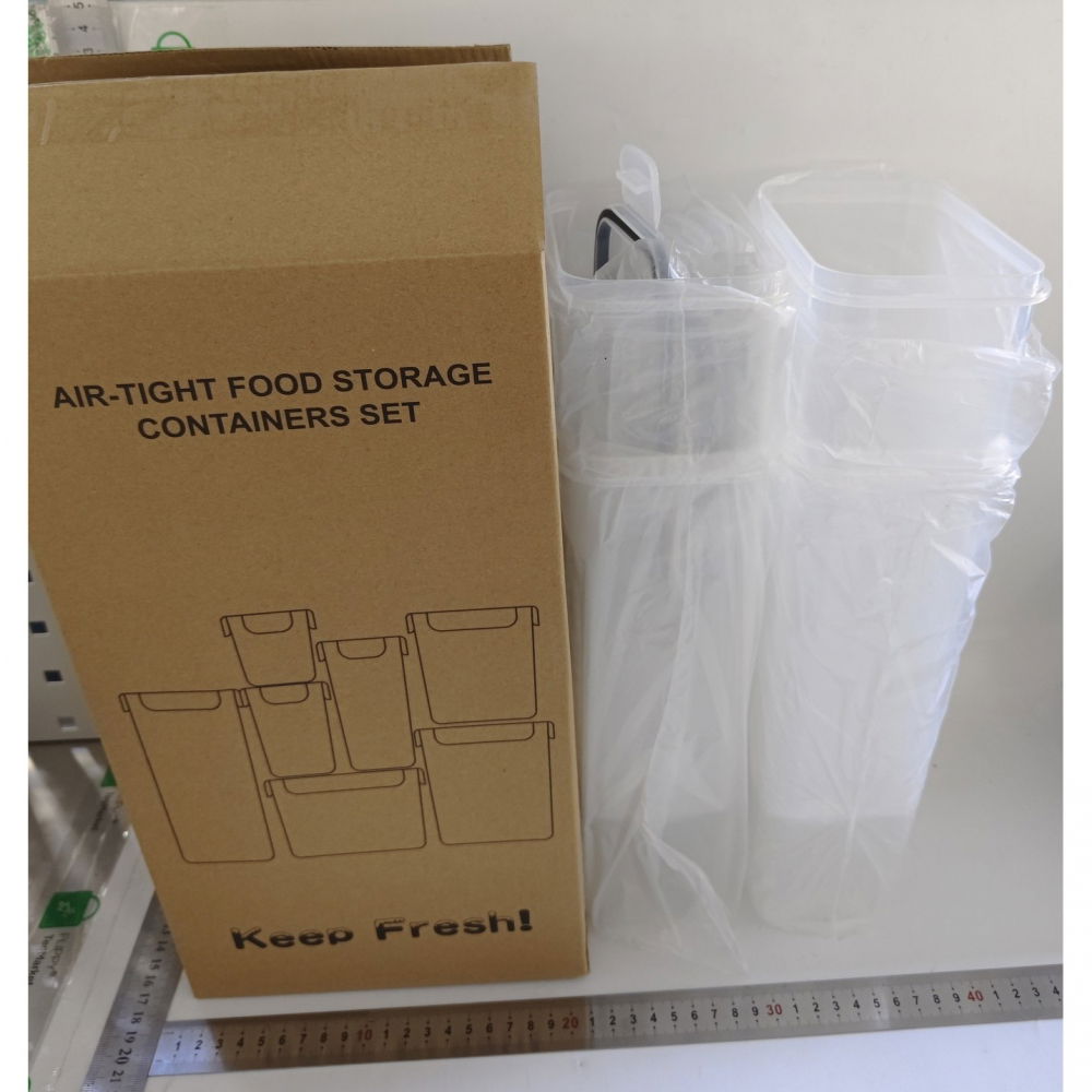 Set 4 recipiente din plastic, pentru alimente/obiecte, inchidere ermetica, 4 x 2.8l, transparent [8]