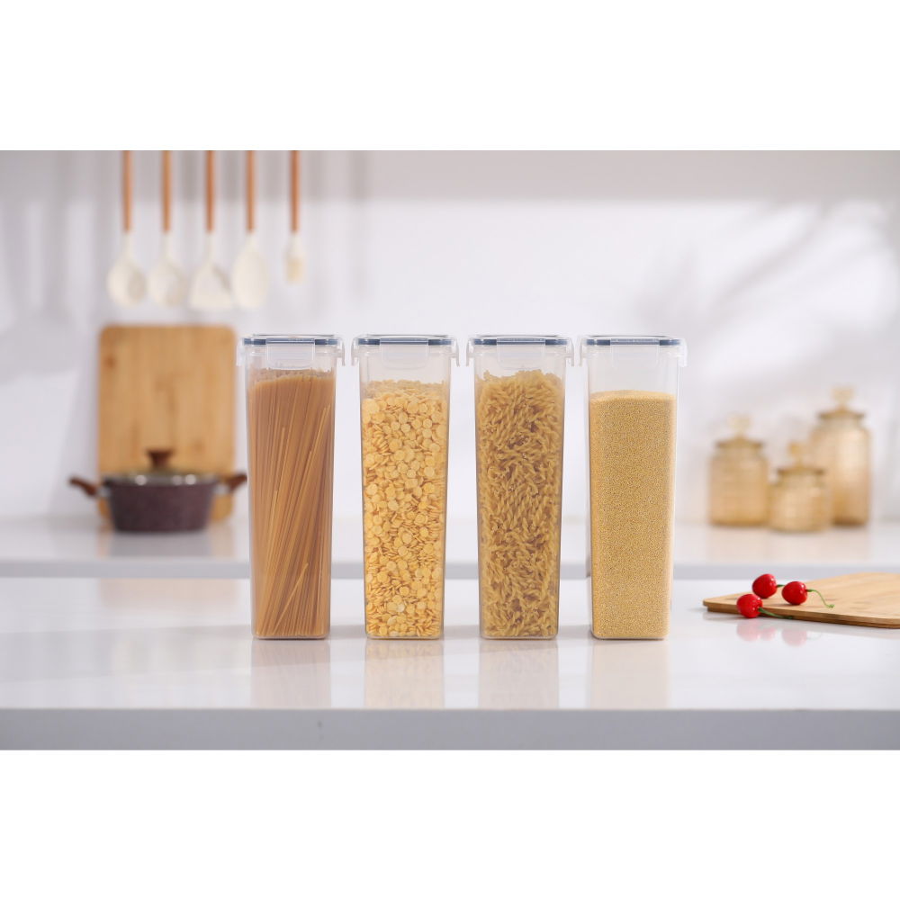 Set 4 recipiente din plastic, pentru alimente/obiecte, inchidere ermetica, 4 x 2.8l, transparent [2]