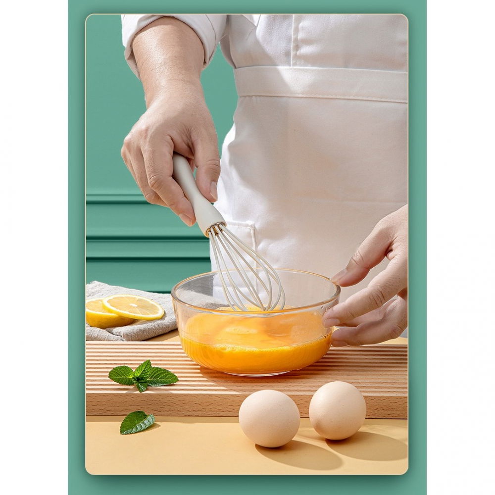 Set 4 ustensile de bucatarie, din silicon+inox, termorezistente, antiaderente, 20 x 15 x 4 cm, alb ivory [7]