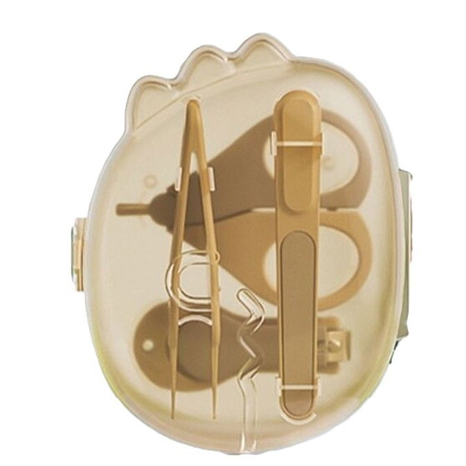 Set 4in1 de ingrijire unghii pentru bebelusi, cutie de depozitare dinozaur transparent, 0-6 ani, 11.5 x 9 x 3 cm, bej [1]