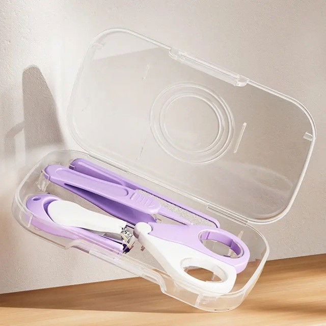 Set 4in1 de ingrijire unghii pentru bebelusi, cutie de depozitare texturata, 0-6 ani, 13.6x8x2 cm, mov [8]