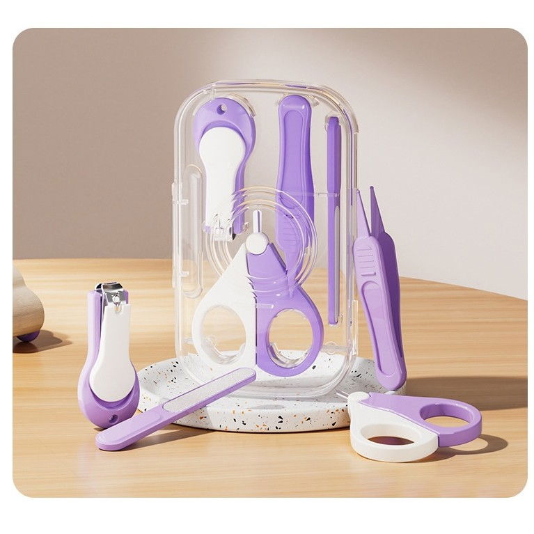 Set 4in1 de ingrijire unghii pentru bebelusi, cutie de depozitare texturata, 0-6 ani, 13.6x8x2 cm, mov [2]