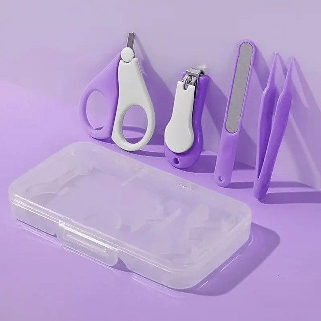 Set 4in1 de ingrijire unghii pentru bebelusi, cutie de depozitare texturata, 0-6 ani, 13.6x8x2 cm, mov [7]