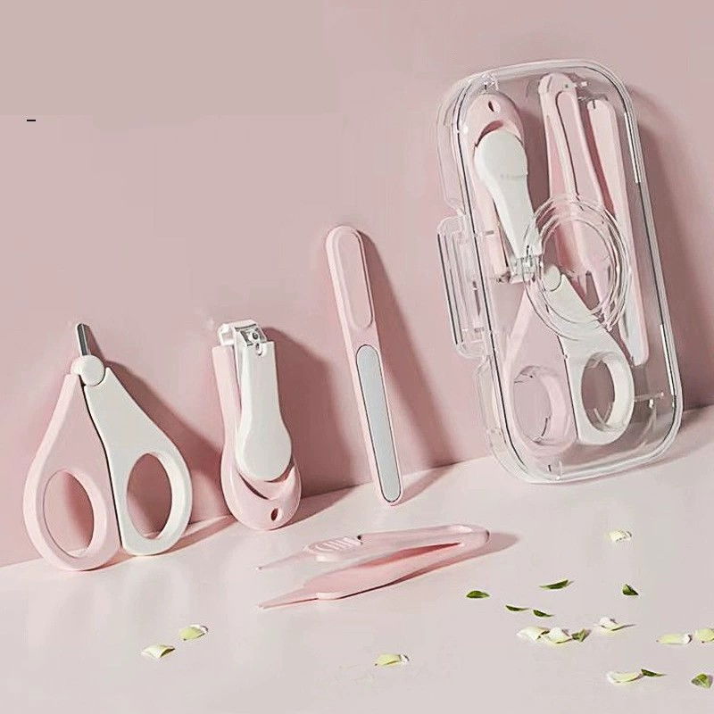 Set 4in1 de ingrijire unghii pentru bebelusi, cutie de depozitare texturata, 0-6 ani, 13.6x8x2 cm, roz [2]