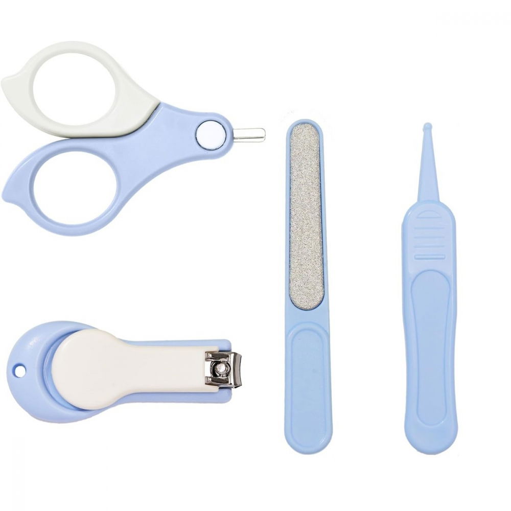 Set 4in1 de ingrijire unghii pentru bebelusi, cutie de depozitare transparenta, 0-6 ani, 13.6x8x2 cm, albastru deschis [2]