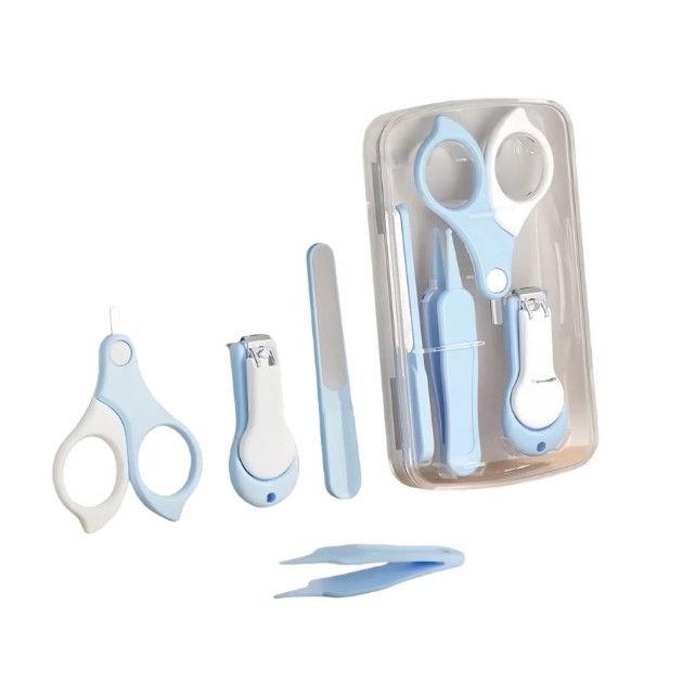 Set 4in1 de ingrijire unghii pentru bebelusi, cutie de depozitare transparenta, 0-6 ani, 13.6x8x2 cm, albastru deschis [5]