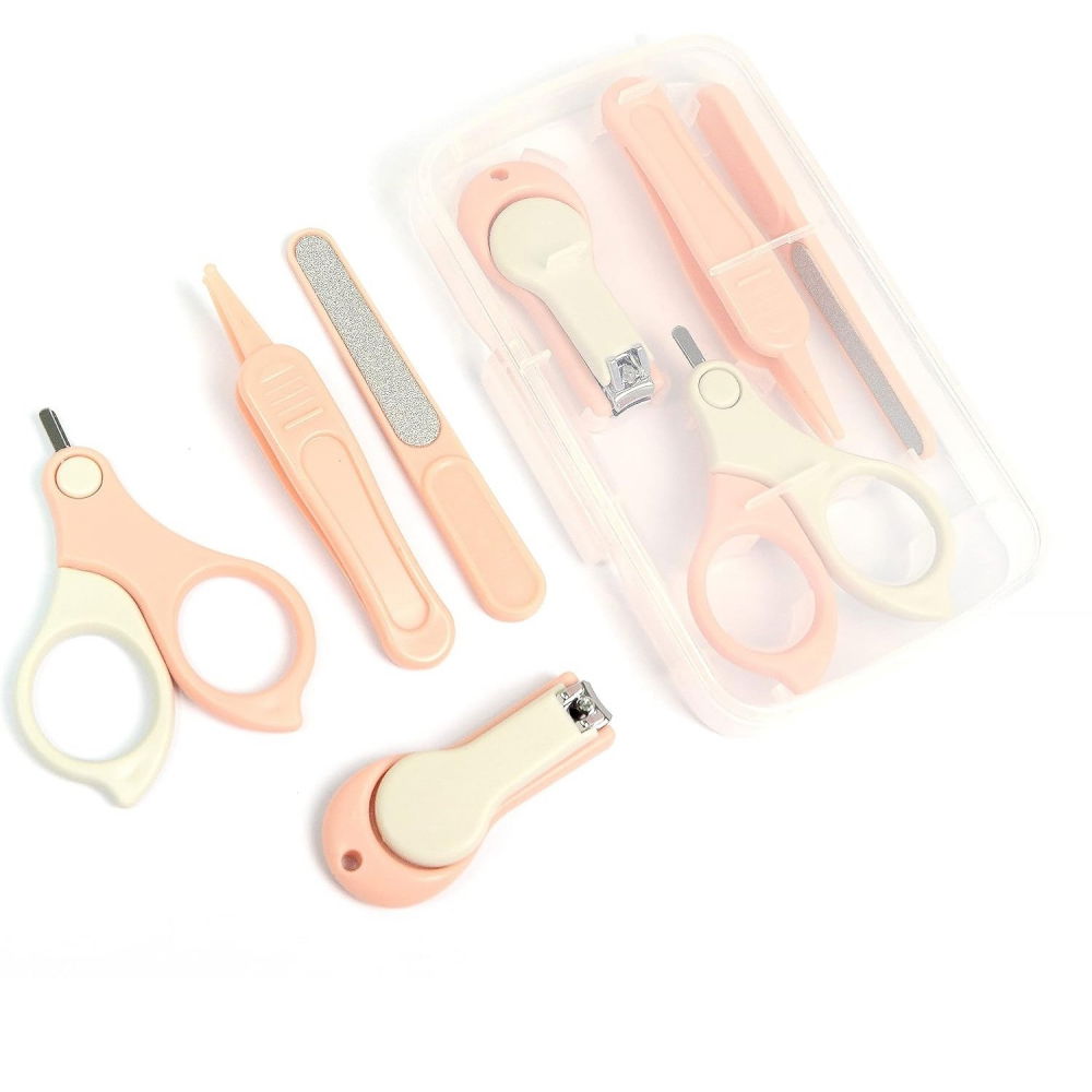 Set 4in1 de ingrijire unghii pentru bebelusi, cutie de depozitare transparenta, 0-6 ani, 13.6x8x2 cm, roz [6]