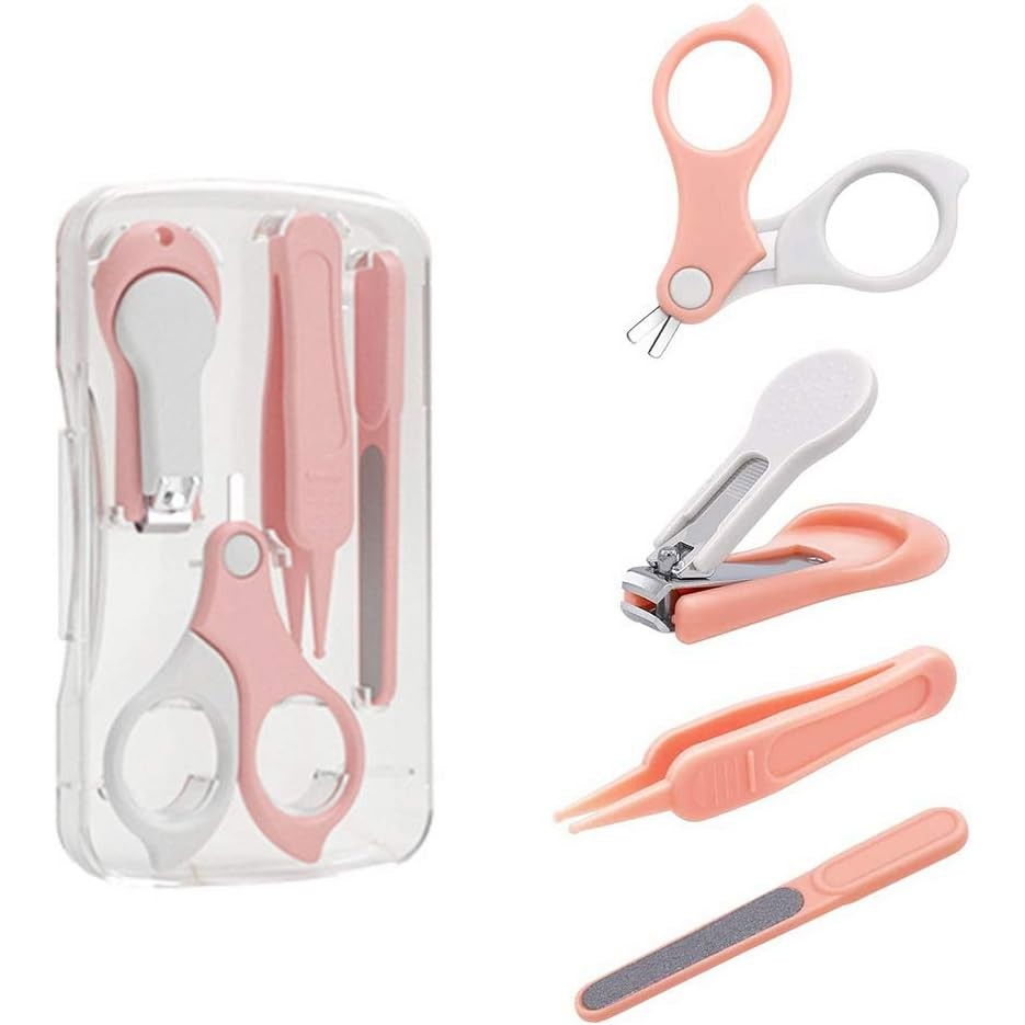 Set 4in1 de ingrijire unghii pentru bebelusi, cutie de depozitare transparenta, 0-6 ani, 13.6x8x2 cm, roz [7]