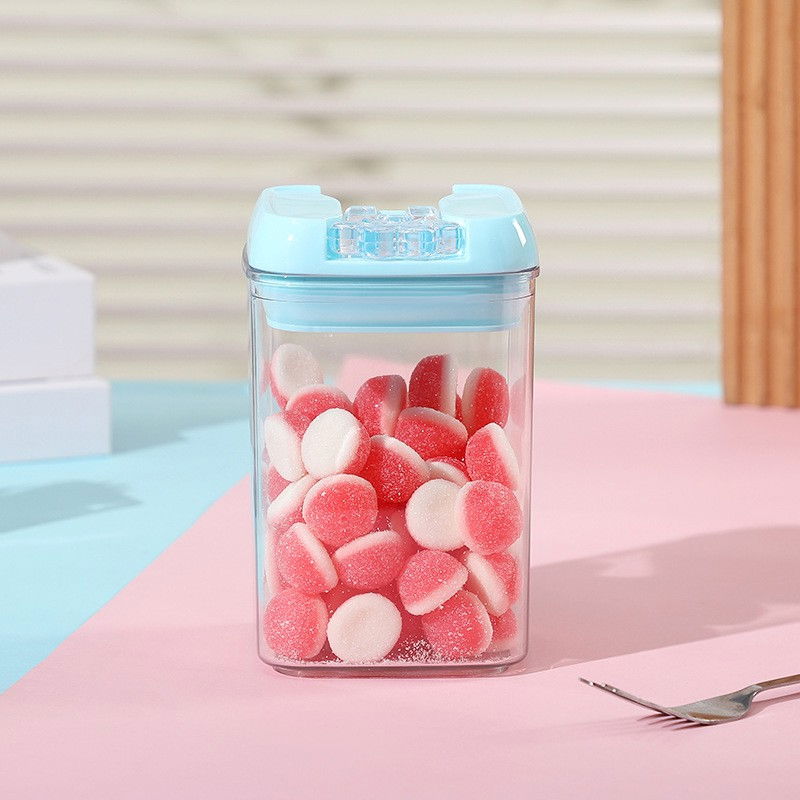 Set 5 cutii de depozitare alimente, 1 x 500ml, 2 x 800ml, 1 x 1200ml, 1 x 1900ml, capac albastru, din pp+pet, inchidere ermetica, transparent [7]