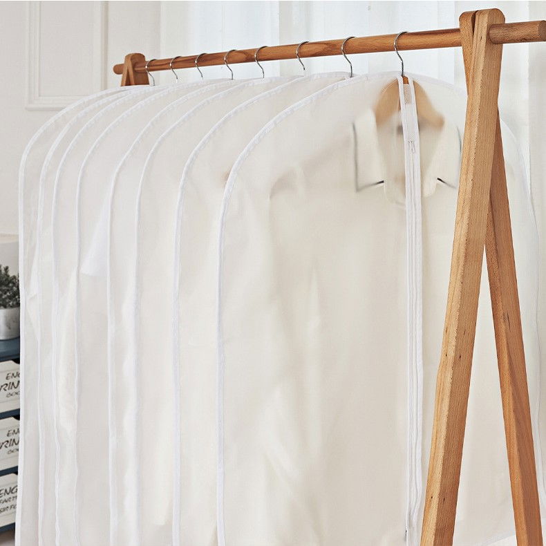 Set 5 huse de depozitare cu fermoar, pentru haine, de protectie, pentru voiaj, netesut, rezistent la praf, 60x100 cm, transparent-alb [2]