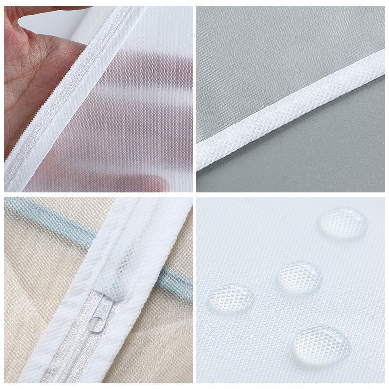 Set 5 huse de depozitare cu fermoar, pentru haine, de protectie, pentru voiaj, netesut, rezistent la praf, 60x100 cm, transparent-alb [3]