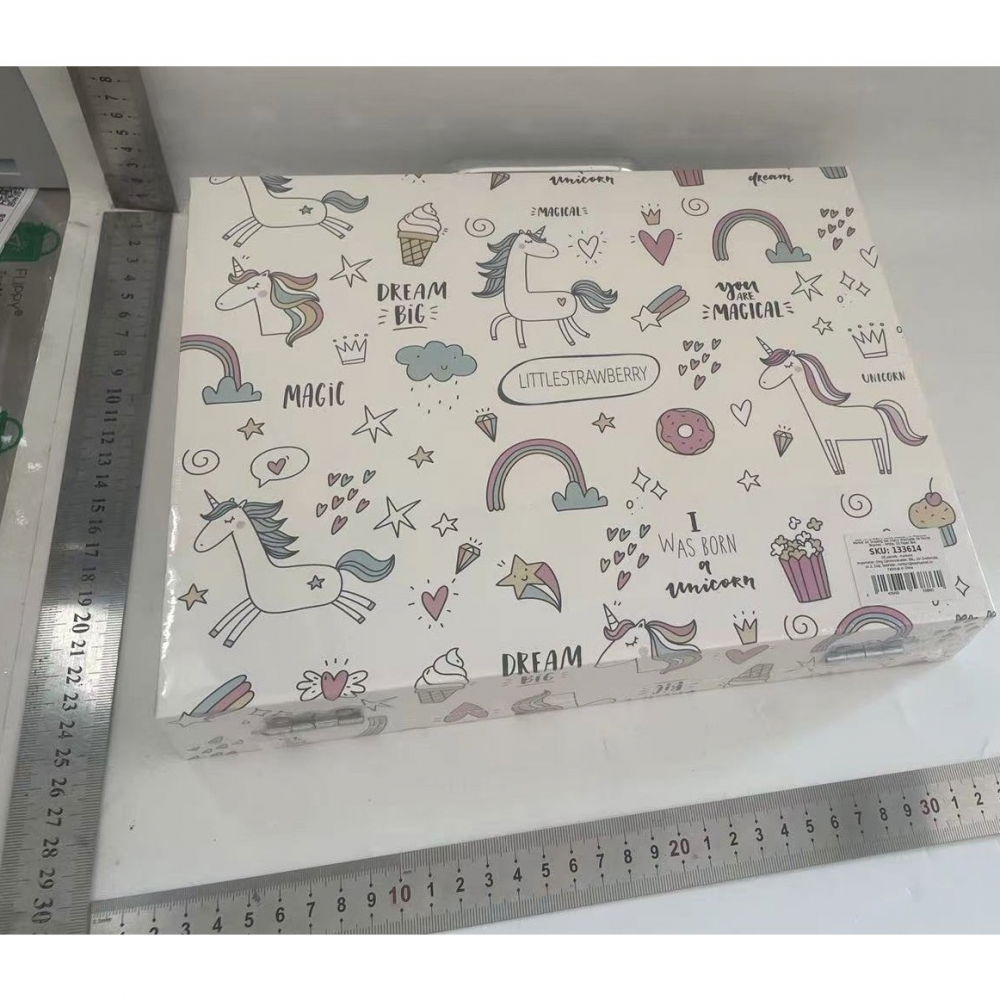 Set 53 piese pentru desen si pictura, tip servieta, model unicorni, 30 x 24 x 5.4 cm, multicolor [9]