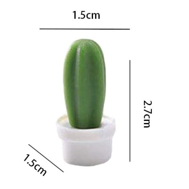 Set 6 magneti de frigider, model cactusi in ghiveci, din abs si magnet, verde/alb [6]