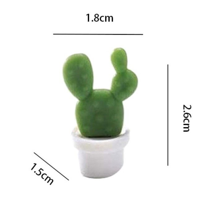 Set 6 magneti de frigider, model cactusi in ghiveci, din abs si magnet, verde/alb [7]