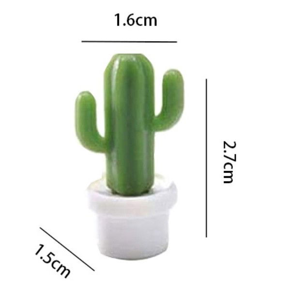 Set 6 magneti de frigider, model cactusi in ghiveci, din abs si magnet, verde/alb [4]