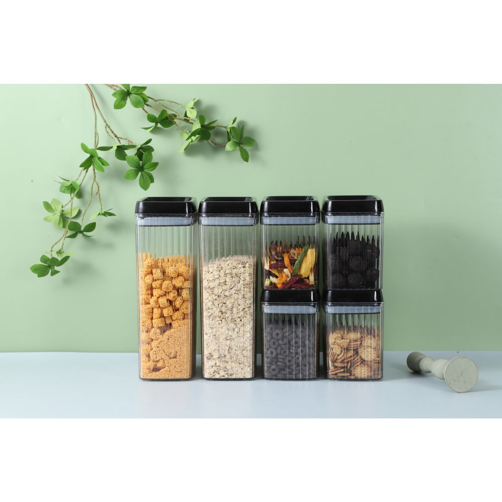 Set 6 recipiente din plastic, pentru alimente/obiecte, inchidere ermetica, textura ondulata, 4 x 1.5l, 2 x 3.3l, transparent [11]