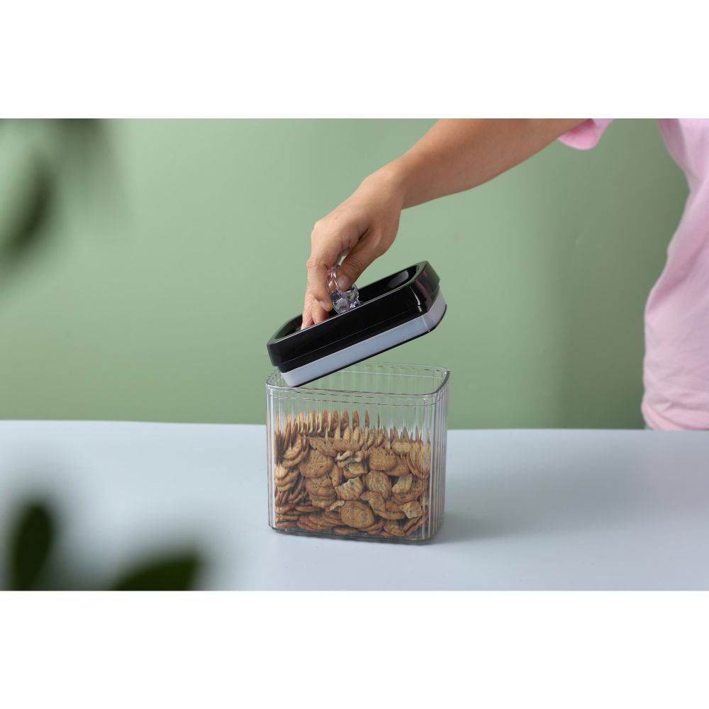 Set 6 recipiente din plastic, pentru alimente/obiecte, inchidere ermetica, textura ondulata, 4 x 1.5l, 2 x 3.3l, transparent [6]