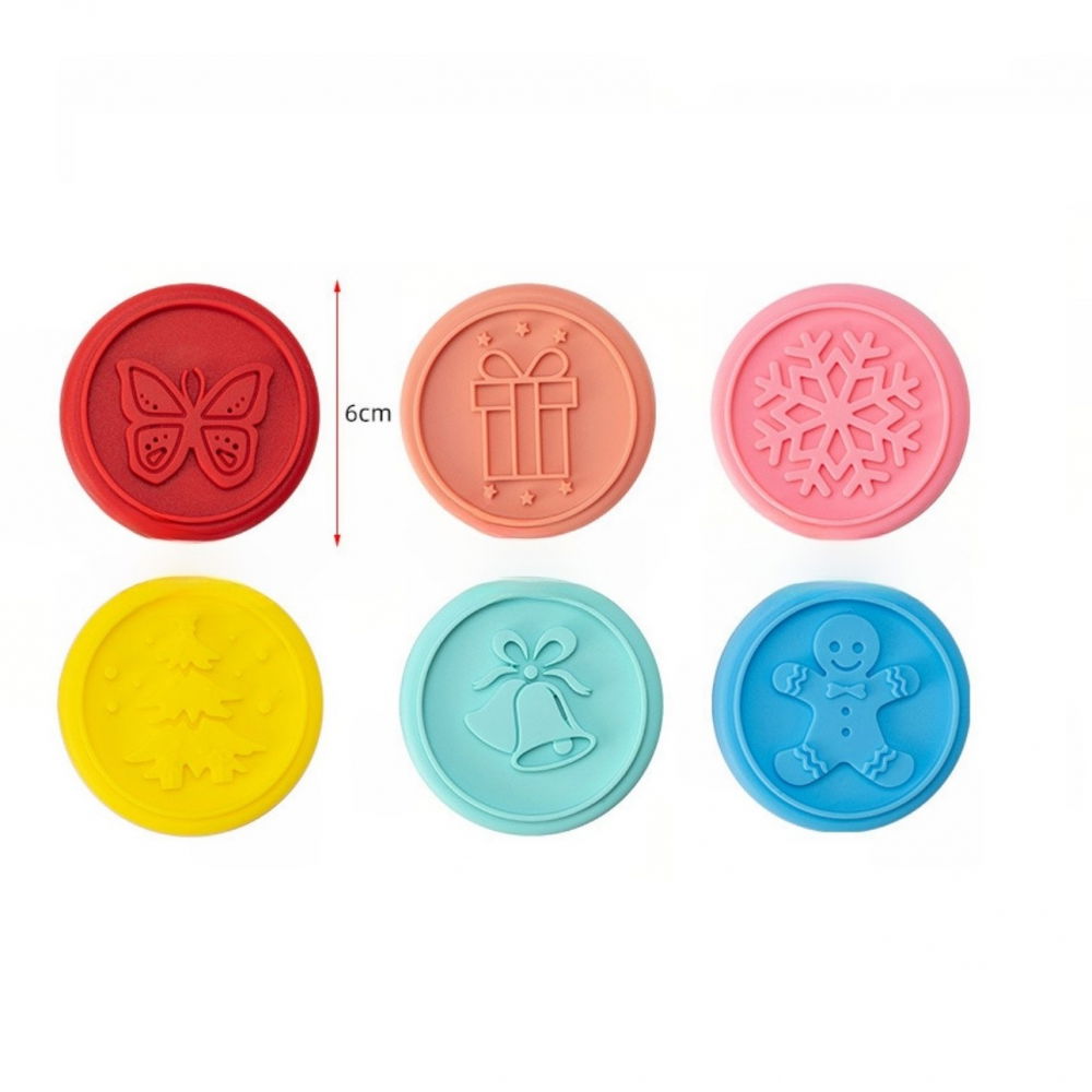 Set 6 stampile pentru prajituri  tematica de craciun, din silicon alimentar non-toxic, taietor aluat inclus, 6 cm,  maner din plastic, compact, usor de depozitat, [2]