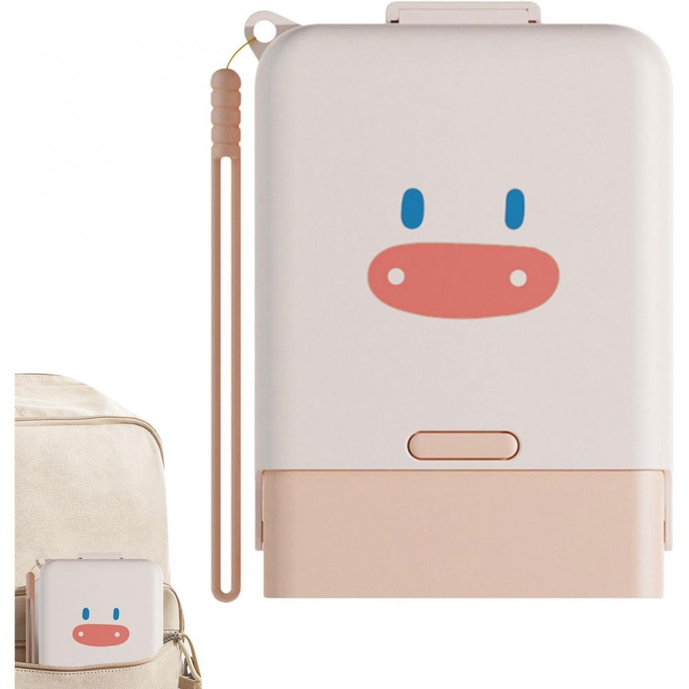 Set 7 piese de spalat/uscat biberoane, portabil, peri de silicon, pentru tetine, suzete, biberoane, paie, cutie inclusa, 16.8 x 12 x 5 cm, model porcusor, roz [2]