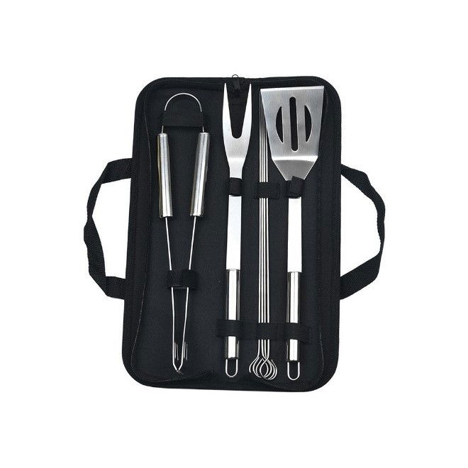 Set 7 ustensile pentru gratar, din otel inoxidabil, geanta oxford, argintiu [4]