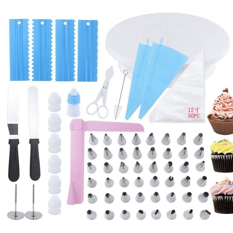 Set 70 piese ustensile pentru ornare prajituri, din plastic si otel inoxidabil, multicolor [6]