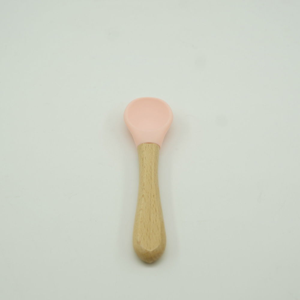 Set 8 piese diversificare bebelusi si copii din silicon  baveta, farfurie compartimentata cu ventuza, bol cu ventuza, tacamuri din lemn si silicon, cana pentru gustari, fara alergeni, roz [6]