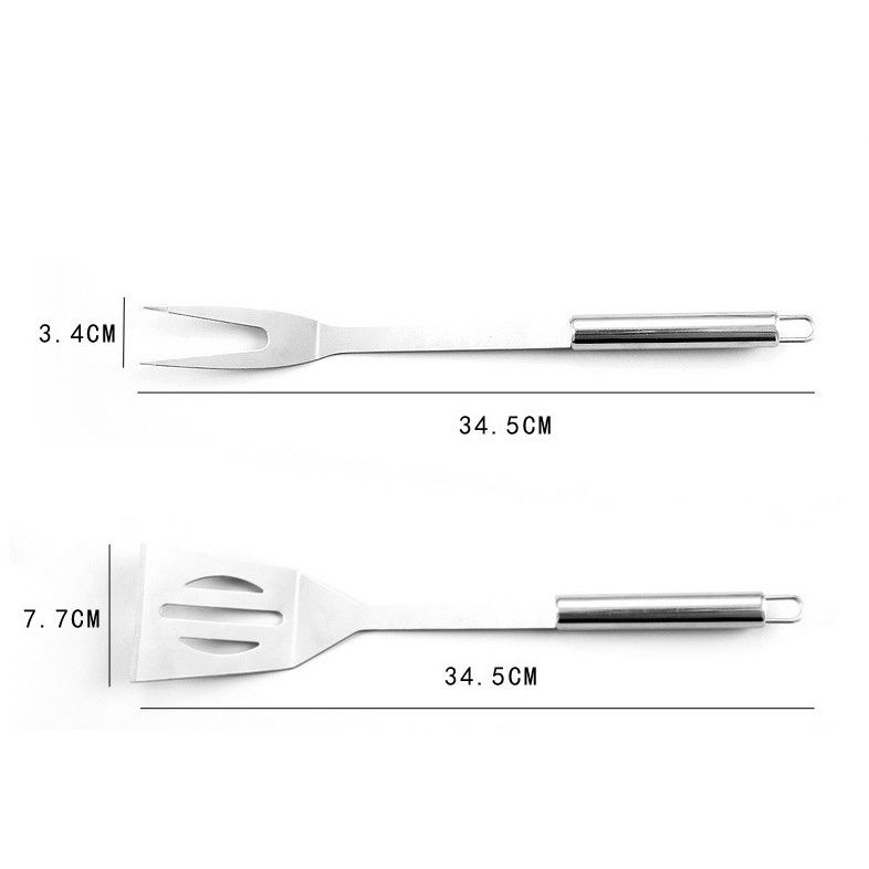 Set 9 ustensile pentru gratar, din otel inoxidabil, geanta oxford, argintiu [10]