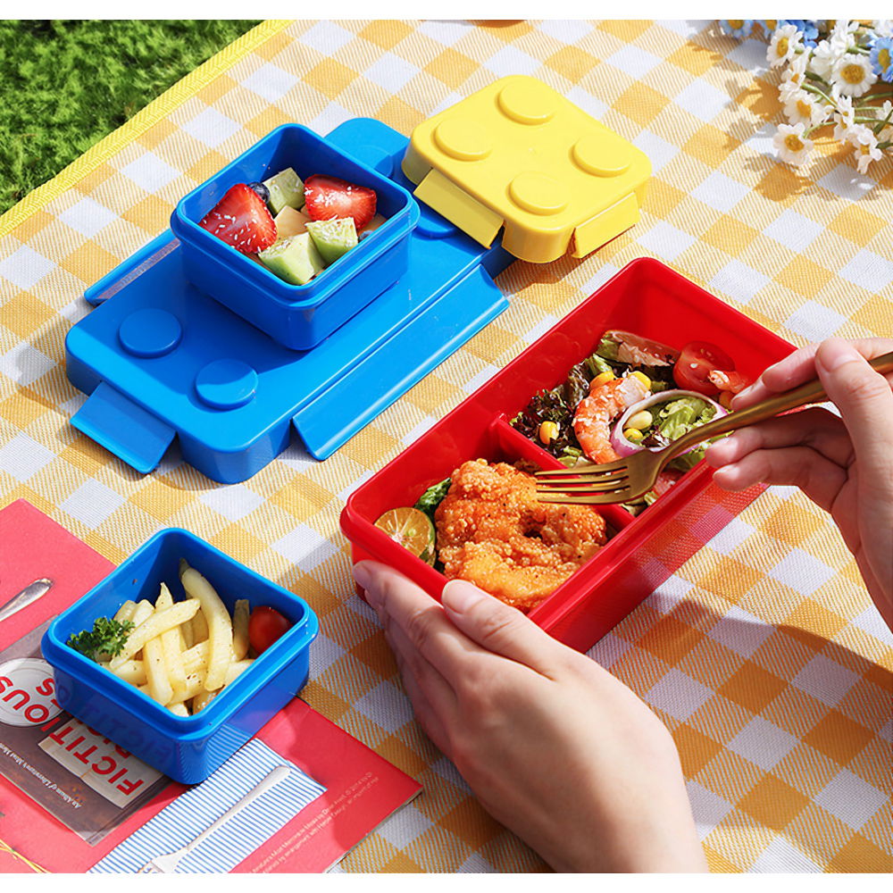 Set caserole pentru pranz interactive, cuburi de construit, plastic, multicolor [3]