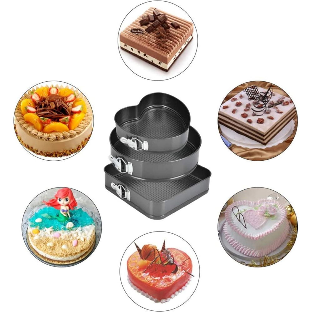 Set de 216 piese de copt pentru prajituri, 3 tavi de copt, nivelator, forme cupcake, pos pentru ornat cu 7 capete, feliator tort, din otel inoxidabil, multicolor [7]
