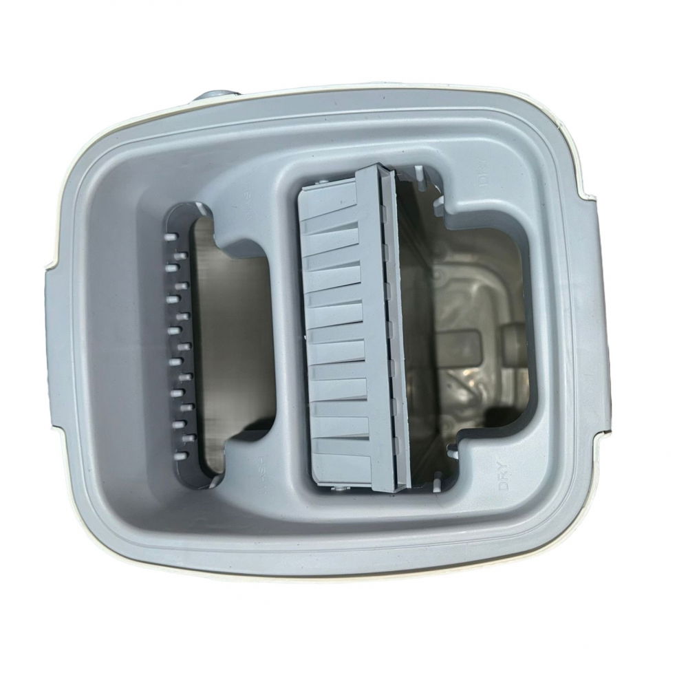 Set de curatenie, mop si galeata, capacitate 5.7 l, 4 rezerve microfibra incluse, plastic, utilizare umeda/uscata, stoarcere fara maini, albastru/alb [7]