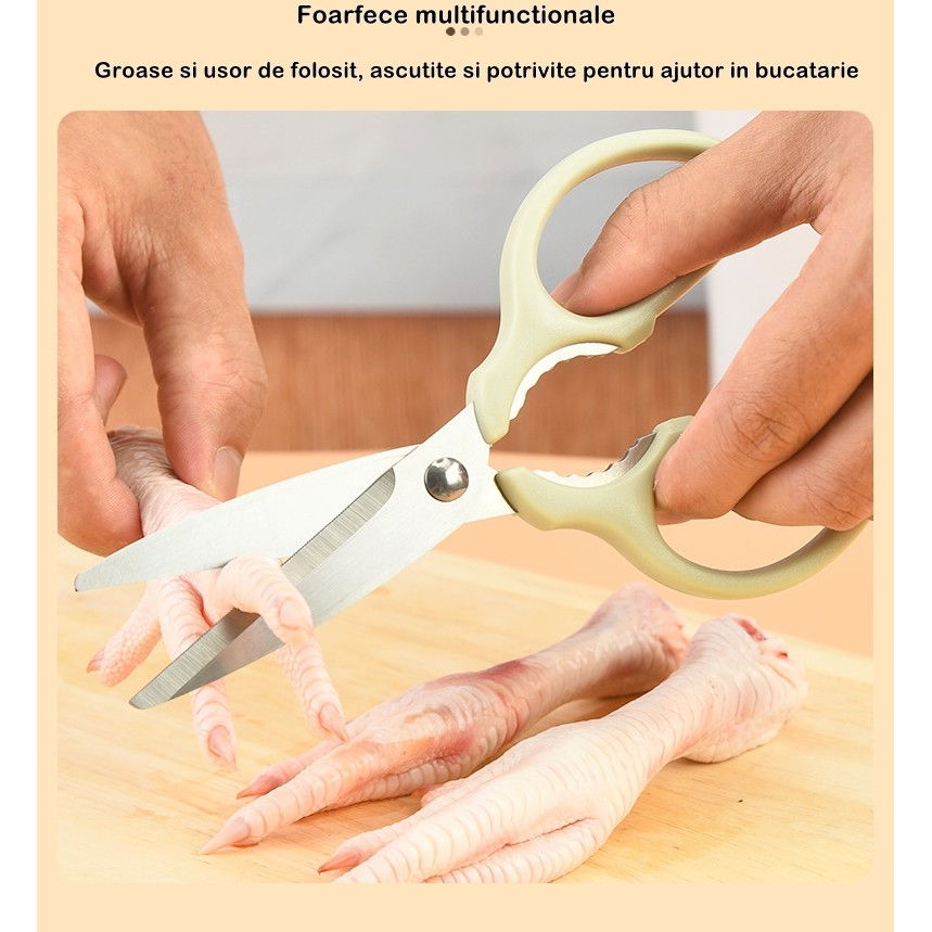 Set foarfeca pentru bucatarie  curatator legume tip suport, multifunctional, spargator nuci, material abs si otel inoxidabil, maner ergonomic, 16.8 x 7.8 x 1 cm, verde [4]