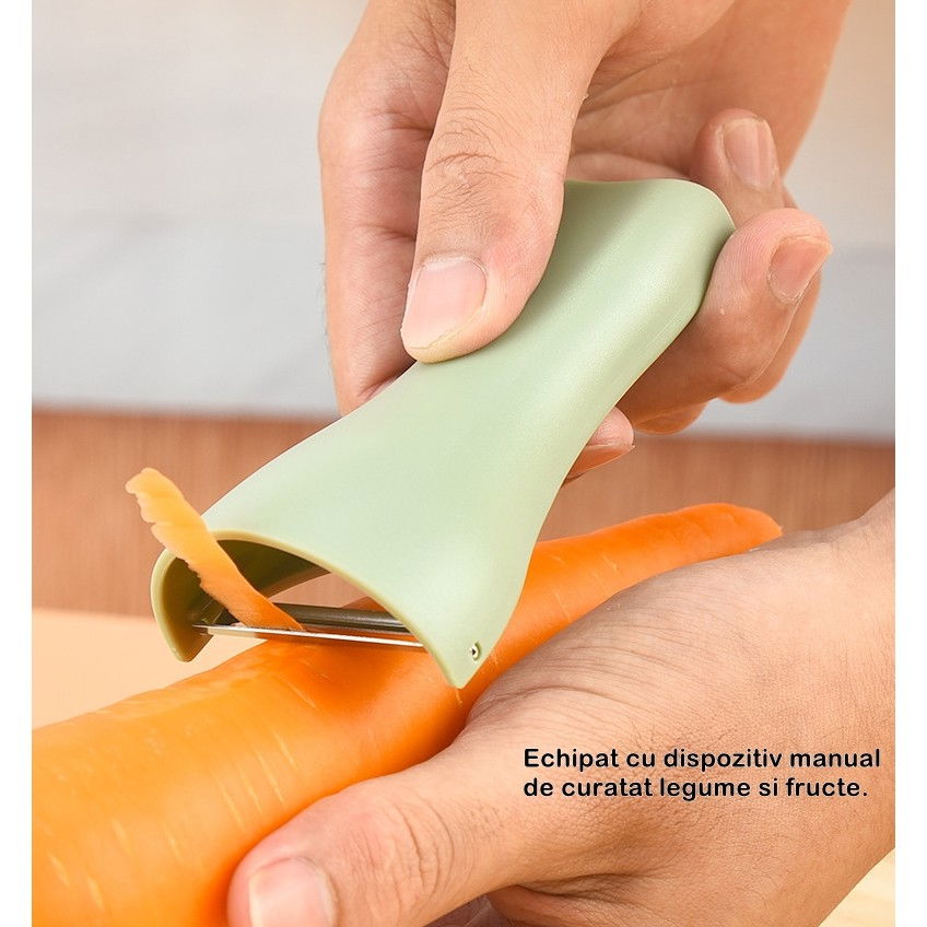 Set foarfeca pentru bucatarie  curatator legume tip suport, multifunctional, spargator nuci, material abs si otel inoxidabil, maner ergonomic, 16.8 x 7.8 x 1 cm, verde [5]