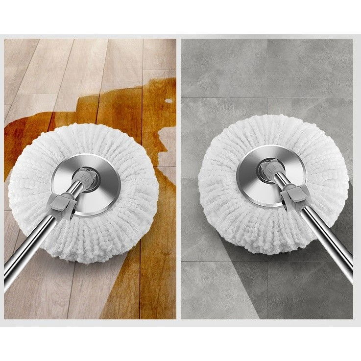 Set galeata cu pedala si mop rotativ 360°, cu actiune centrifuga x4, pentru uz casnic, maner din otel inoxidabil telescopic, 2 capte din bumbac, 46x30x28 cm, verde matcha [11]