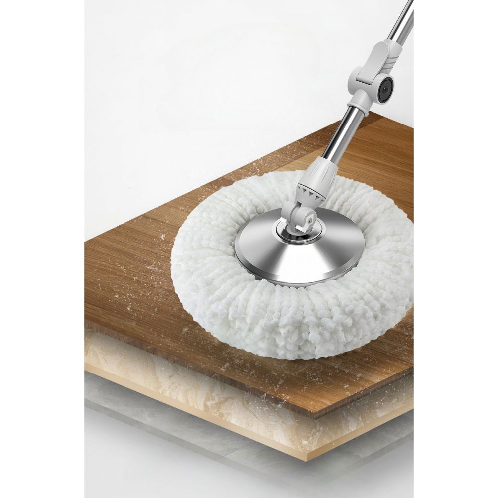 Set galeata cu pedala si mop rotativ 360°, cu actiune centrifuga x4, pentru uz casnic, maner din otel inoxidabil telescopic, 2 capte din bumbac, 46x30x28 cm, verde matcha [10]