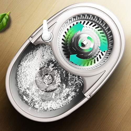 Set galeata si mop rotativ 360°, cu dubla actiune centrifuga, pentru uz casnic, maner din otel inoxidabil telescopic, 2 capte din bumbac, 46x27x29 cm, alb [3]