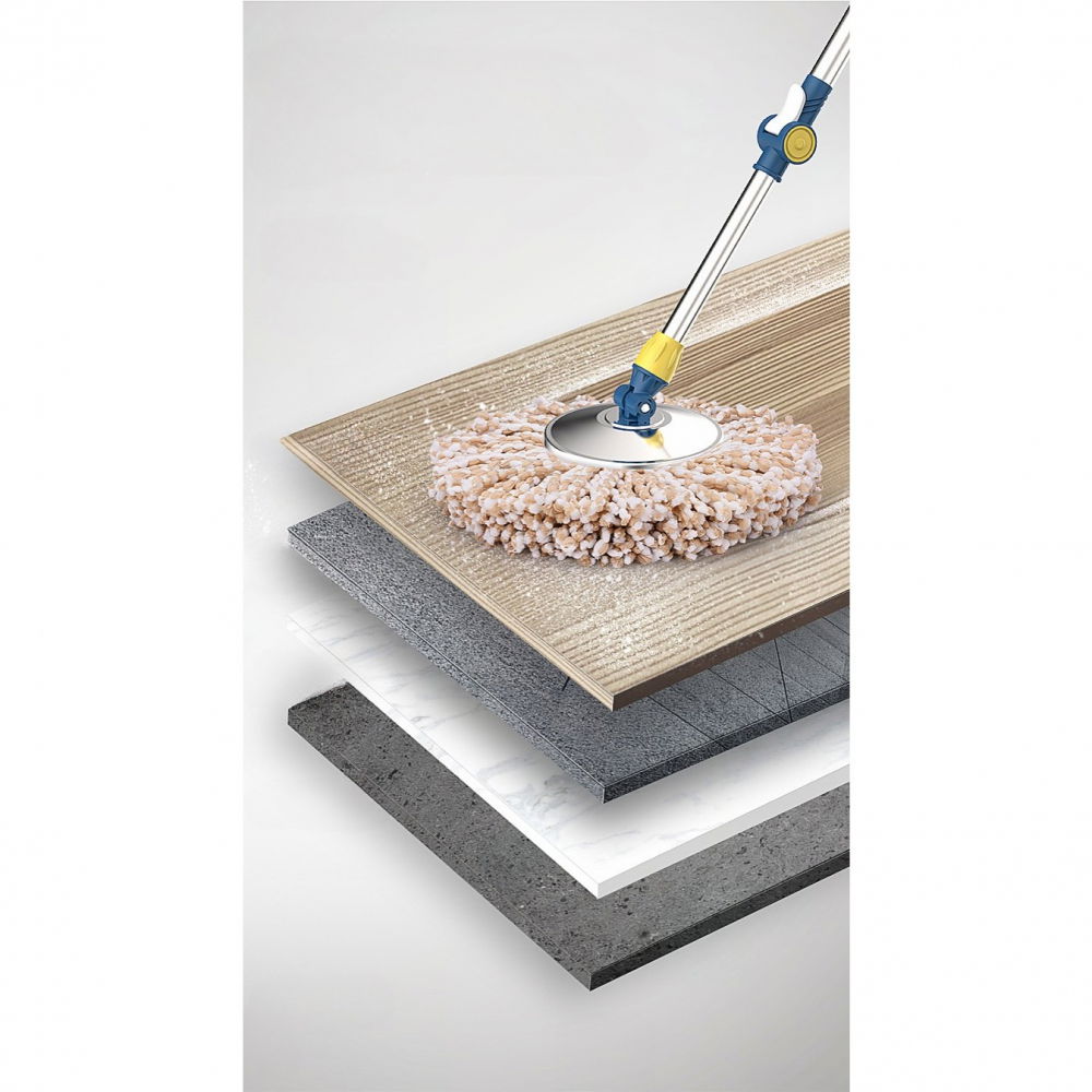 Set galeata si mop rotativ 360°, cu dubla actiune centrifuga, pentru uz casnic, maner din otel inoxidabil telescopic, 2 capte din bumbac, 46x27x29 cm, alb [8]