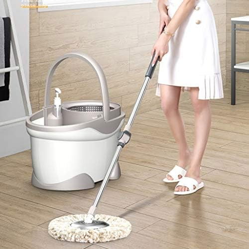 Set galeata si mop rotativ 360°, cu dubla actiune centrifuga, pentru uz casnic, maner din otel inoxidabil telescopic, 2 capte din bumbac, 46x27x29 cm, alb [4]