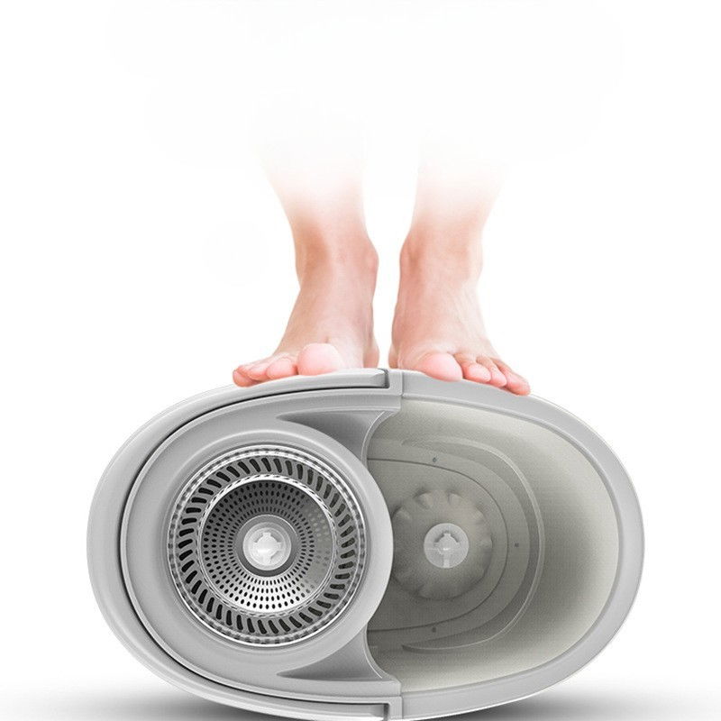 Set galeata si mop rotativ 360°, cu dubla actiune centrifuga, pentru uz casnic, maner din otel inoxidabil telescopic, 2 capte din bumbac, 46x27x29 cm, roz [8]