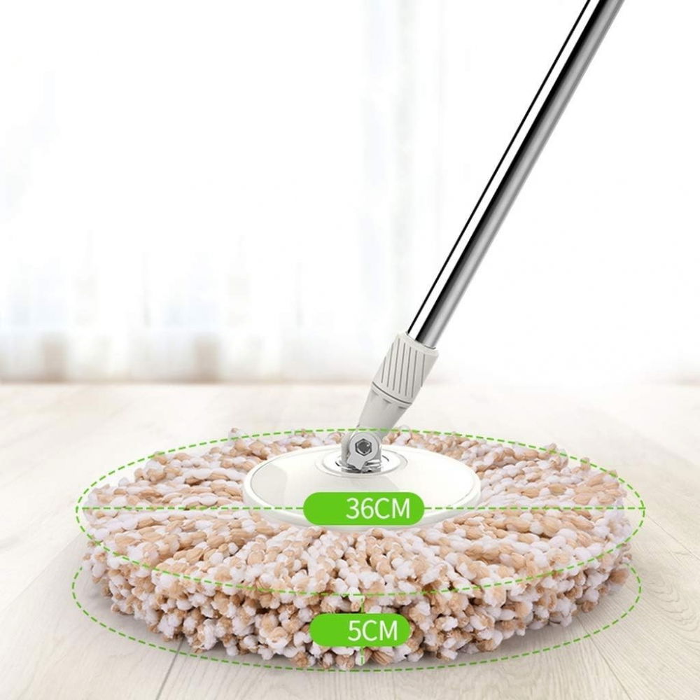 Set galeata si mop rotativ 360°, cu dubla actiune centrifuga, pentru uz casnic, maner din otel inoxidabil telescopic, 2 capte din bumbac, 46x27x29 cm, roz [2]