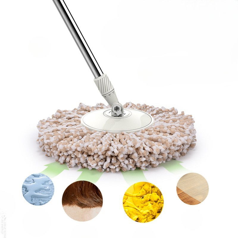 Set galeata si mop rotativ 360°, cu dubla actiune centrifuga, pentru uz casnic, maner din otel inoxidabil telescopic, 2 capte din bumbac, 46x27x29 cm, roz [7]