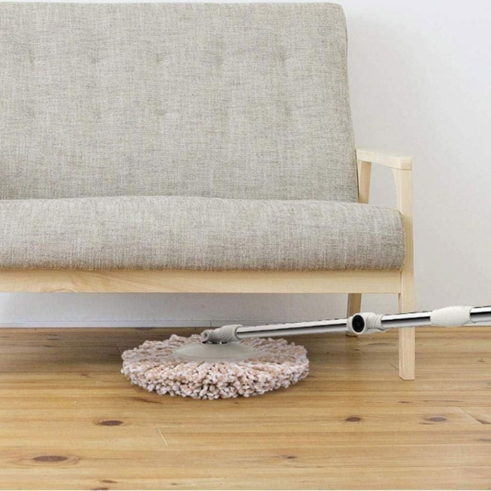 Set galeata si mop rotativ 360°, cu dubla actiune centrifuga, pentru uz casnic, maner din otel inoxidabil telescopic, 2 capte din bumbac, 46x27x29 cm, roz [3]