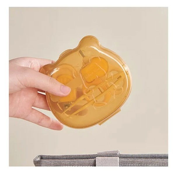 Set ingrijire unghii pentru bebelusi, cutie de depozitare in forma de ursulet, 10 x 9.5 cm, galben [8]