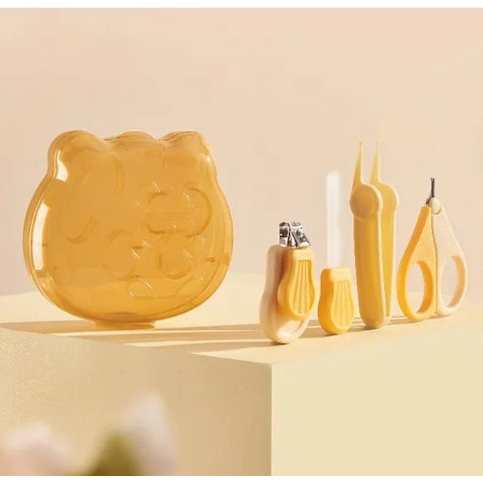 Set ingrijire unghii pentru bebelusi, cutie de depozitare in forma de ursulet, 10 x 9.5 cm, galben [5]