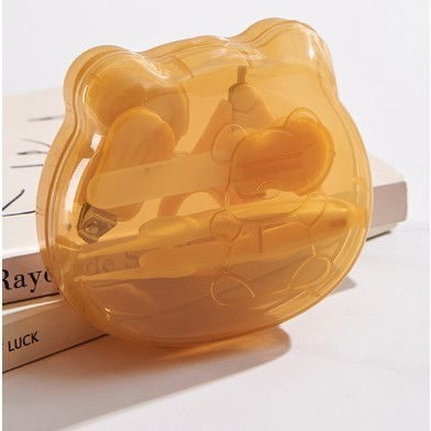 Set ingrijire unghii pentru bebelusi, cutie de depozitare in forma de ursulet, 10 x 9.5 cm, galben [12]