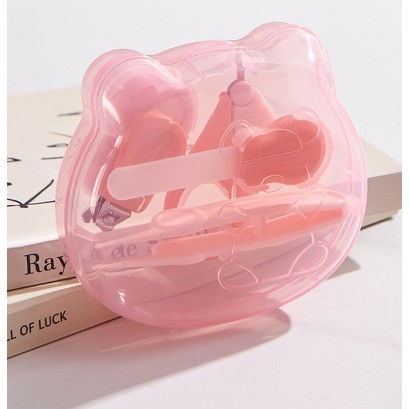 Set ingrijire unghii pentru bebelusi, cutie de depozitare in forma de ursulet, 10 x 9.5 cm, roz [7]