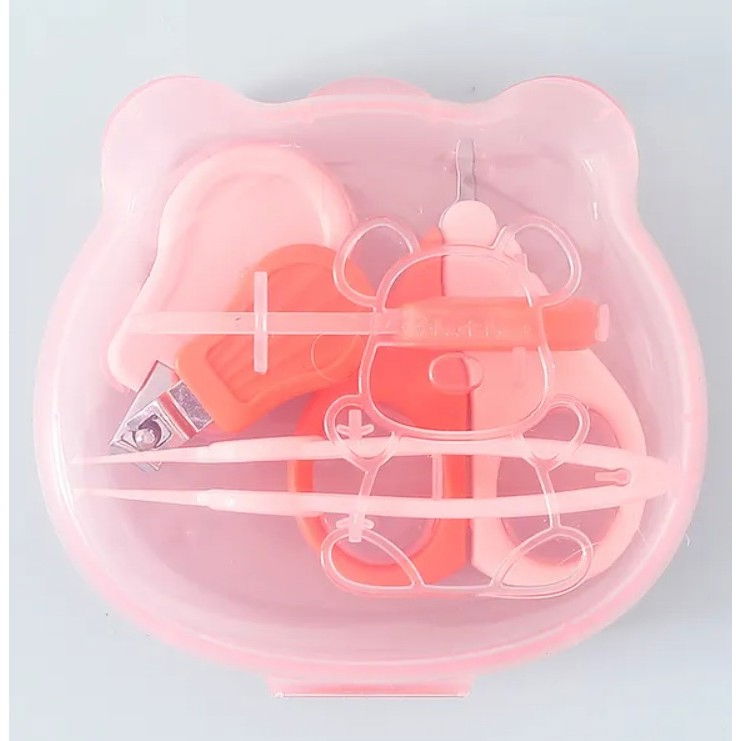 Set ingrijire unghii pentru bebelusi, cutie de depozitare in forma de ursulet, 10 x 9.5 cm, roz [6]