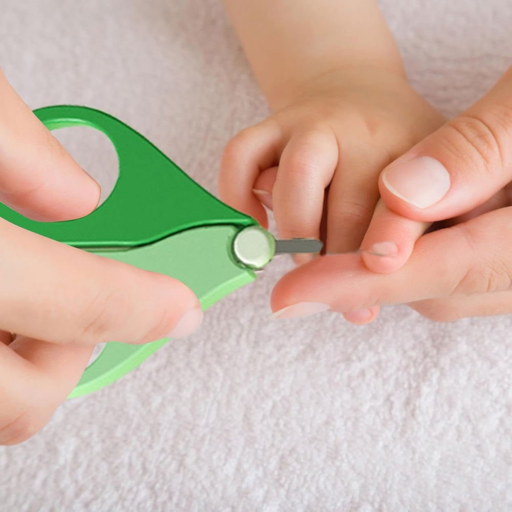 Set ingrijire unghii pentru bebelusi, cutie de depozitare in forma de ursulet, 10 x 9.5 cm, verde [2]