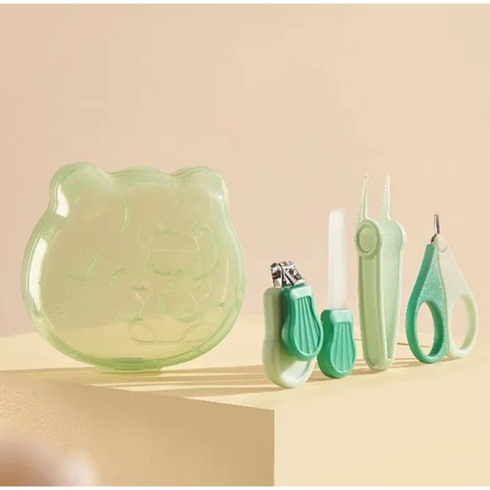 Set ingrijire unghii pentru bebelusi, cutie de depozitare in forma de ursulet, 10 x 9.5 cm, verde [6]
