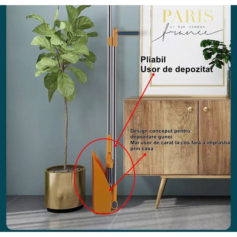 Set matura si faras cu coada detasabila, cu dinti de pieptene pentru curatare matura, rotativ, pliabil, otel inoxidabil si polipropilena, portocaliu [3]